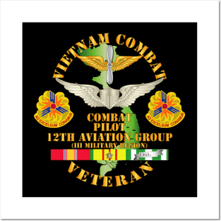 Vietnam Combat AVN Vet w Combat Pilot - 12th  AVN GroupI Mil Region III w SVC Posters and Art